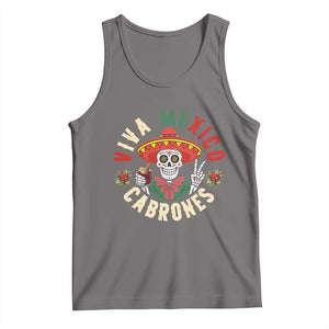 Viva Mexico Cabrones Tank Top Mexican Skull Christmas TS14 Deep Heather Print Your Wear