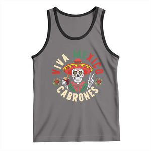 Viva Mexico Cabrones Tank Top Mexican Skull Christmas TS14 Deep Heather Black Print Your Wear