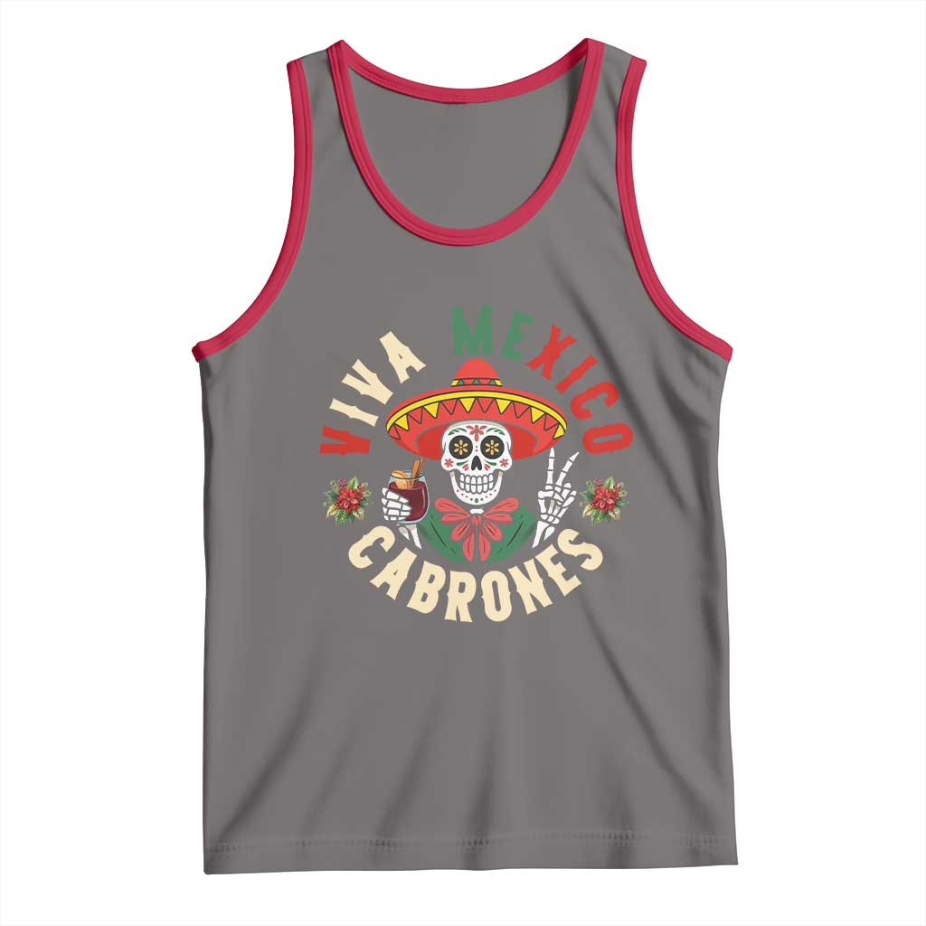 Viva Mexico Cabrones Tank Top Mexican Skull Christmas TS14 Deep Heather Red Print Your Wear