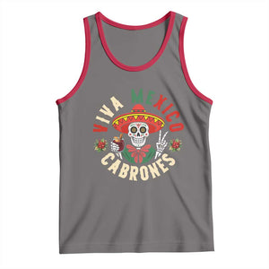 Viva Mexico Cabrones Tank Top Mexican Skull Christmas TS14 Deep Heather Red Print Your Wear