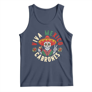 Viva Mexico Cabrones Tank Top Mexican Skull Christmas TS14 Navy Print Your Wear