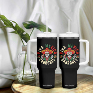Viva Mexico Cabrones Tumbler With Handle Mexican Skull Christmas TS14 Print Your Wear