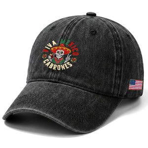 Viva Mexico Cabrones Washed Cotton Baseball Cap Mexican Skull Christmas TS14 Print Your Wear
