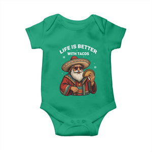 Funny Santa Taco Mexican Baby Onesie Life Is Better With Tacos TS14 Irish Green Print Your Wear