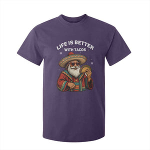 Funny Santa Taco Mexican T Shirt For Kid Life Is Better With Tacos TS14 Purple Print Your Wear