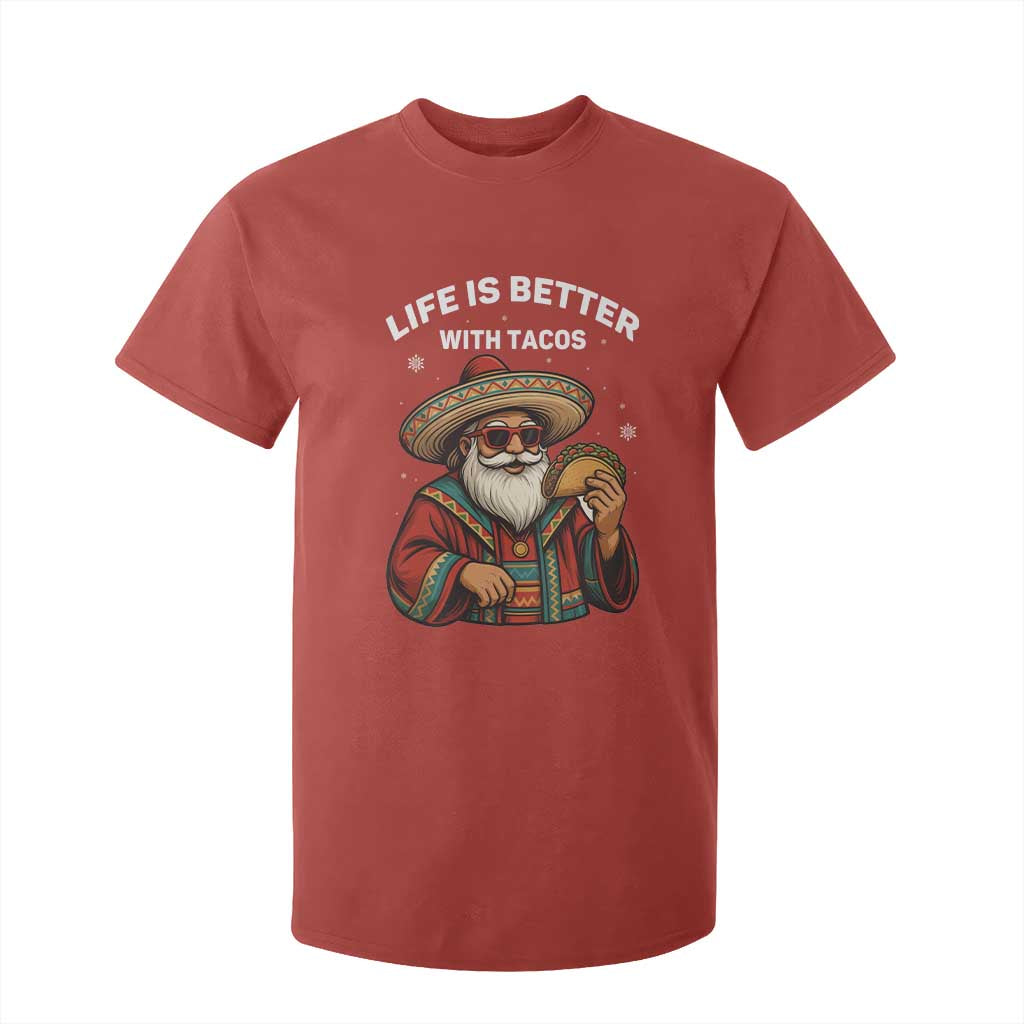 Funny Santa Taco Mexican T Shirt For Kid Life Is Better With Tacos TS14 Red Print Your Wear