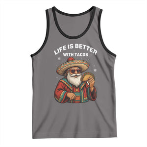 Funny Santa Taco Mexican Tank Top Life Is Better With Tacos TS14 Deep Heather Black Print Your Wear