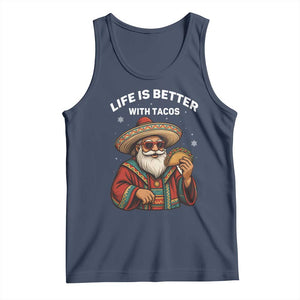 Funny Santa Taco Mexican Tank Top Life Is Better With Tacos TS14 Navy Print Your Wear