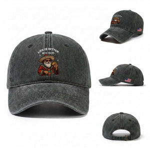 Funny Santa Taco Mexican Washed Cotton Baseball Cap Life Is Better With Tacos TS14 Washed Cap Universal Fit Dark Green Print Your Wear