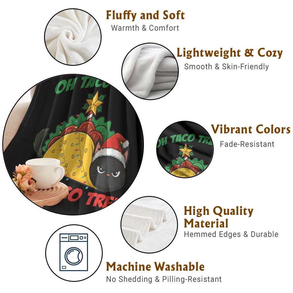 Funny Taco Cat Tree Christmas Throw Blanket TS14 Print Your Wear