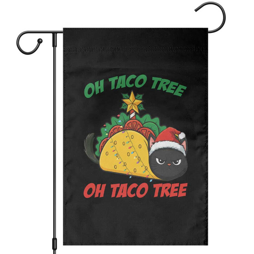 Funny Taco Cat Tree Christmas Garden Flag TS14 Black Print Your Wear