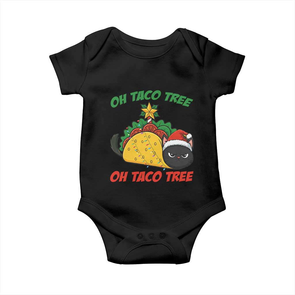Funny Taco Cat Tree Christmas Baby Onesie TS14 Black Print Your Wear