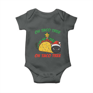 Funny Taco Cat Tree Christmas Baby Onesie TS14 Dark Heather Print Your Wear