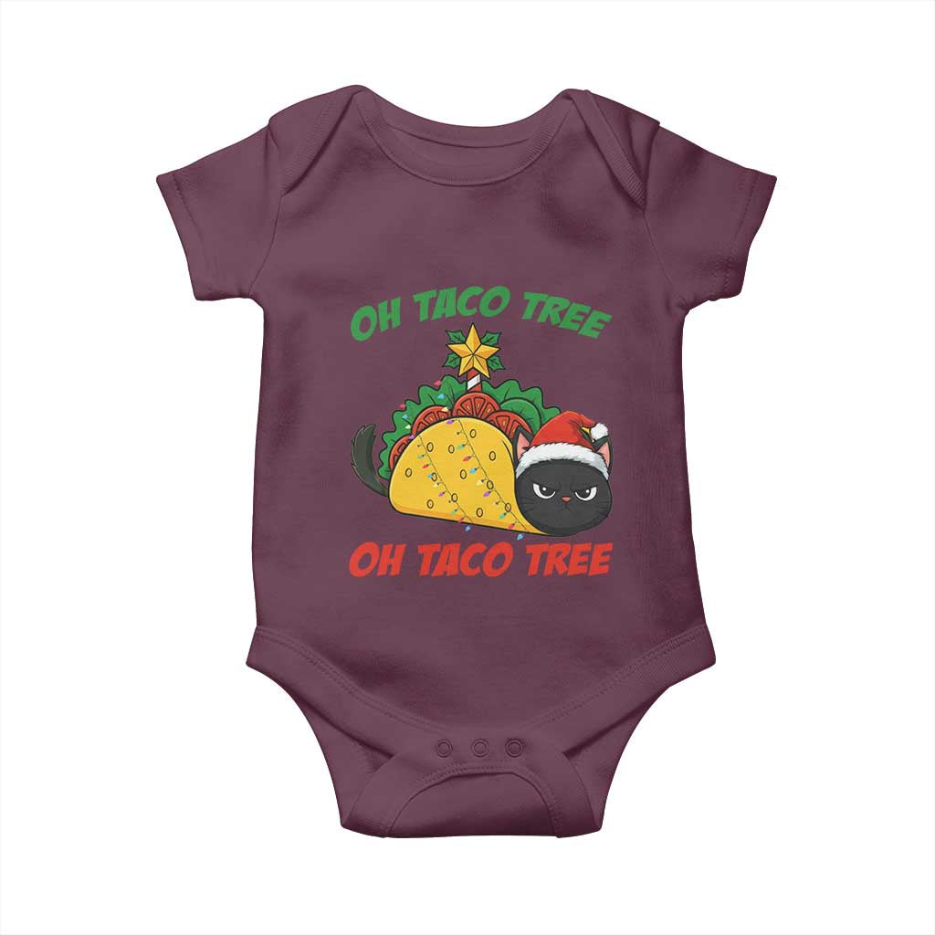 Funny Taco Cat Tree Christmas Baby Onesie TS14 Maroon Print Your Wear