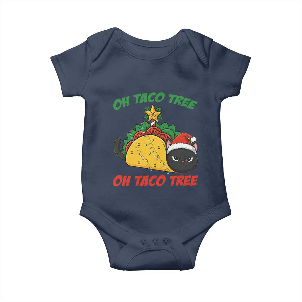 Funny Taco Cat Tree Christmas Baby Onesie TS14 Navy Print Your Wear