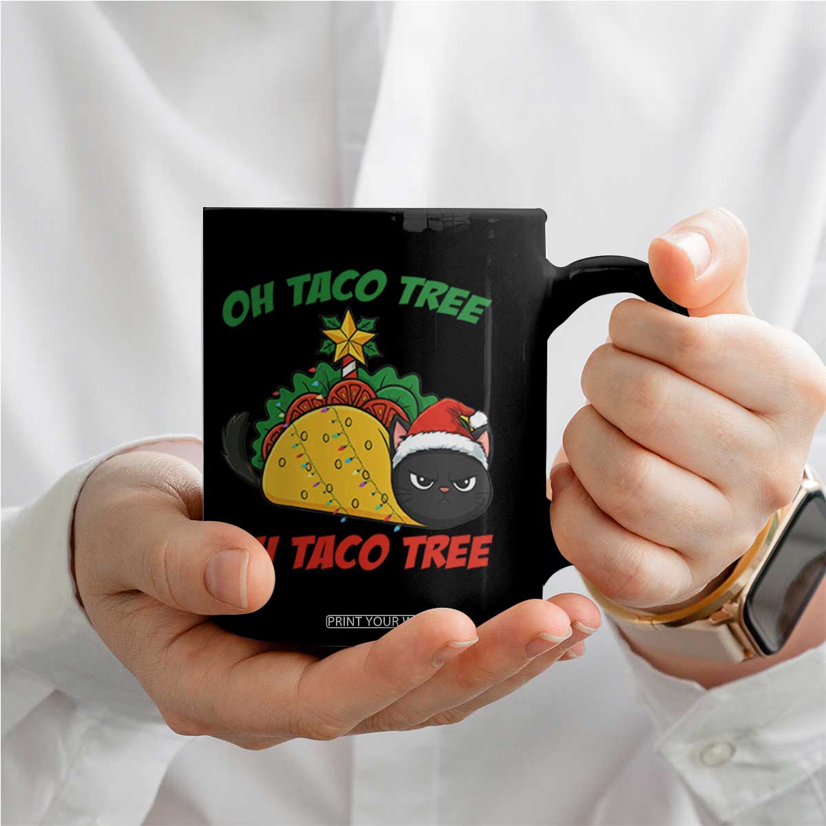 Funny Taco Cat Tree Christmas Coffee Mug TS14 Print Your Wear