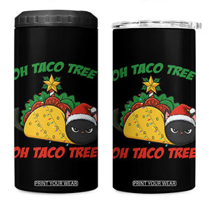 Funny Taco Cat Tree Christmas 4 in 1 Can Cooler Tumbler TS14 One Size: 16 oz Black Print Your Wear