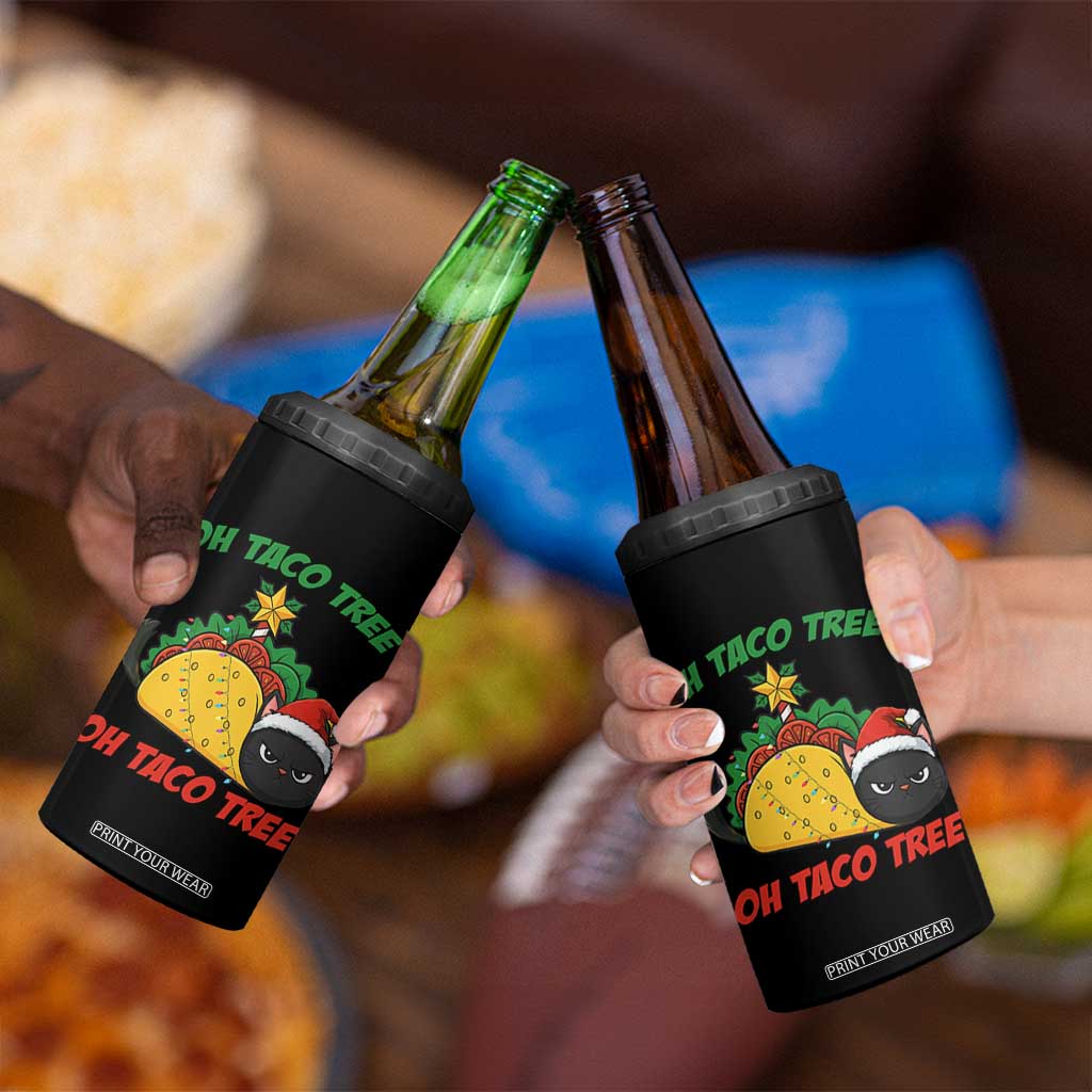 Funny Taco Cat Tree Christmas 4 in 1 Can Cooler Tumbler TS14 Print Your Wear