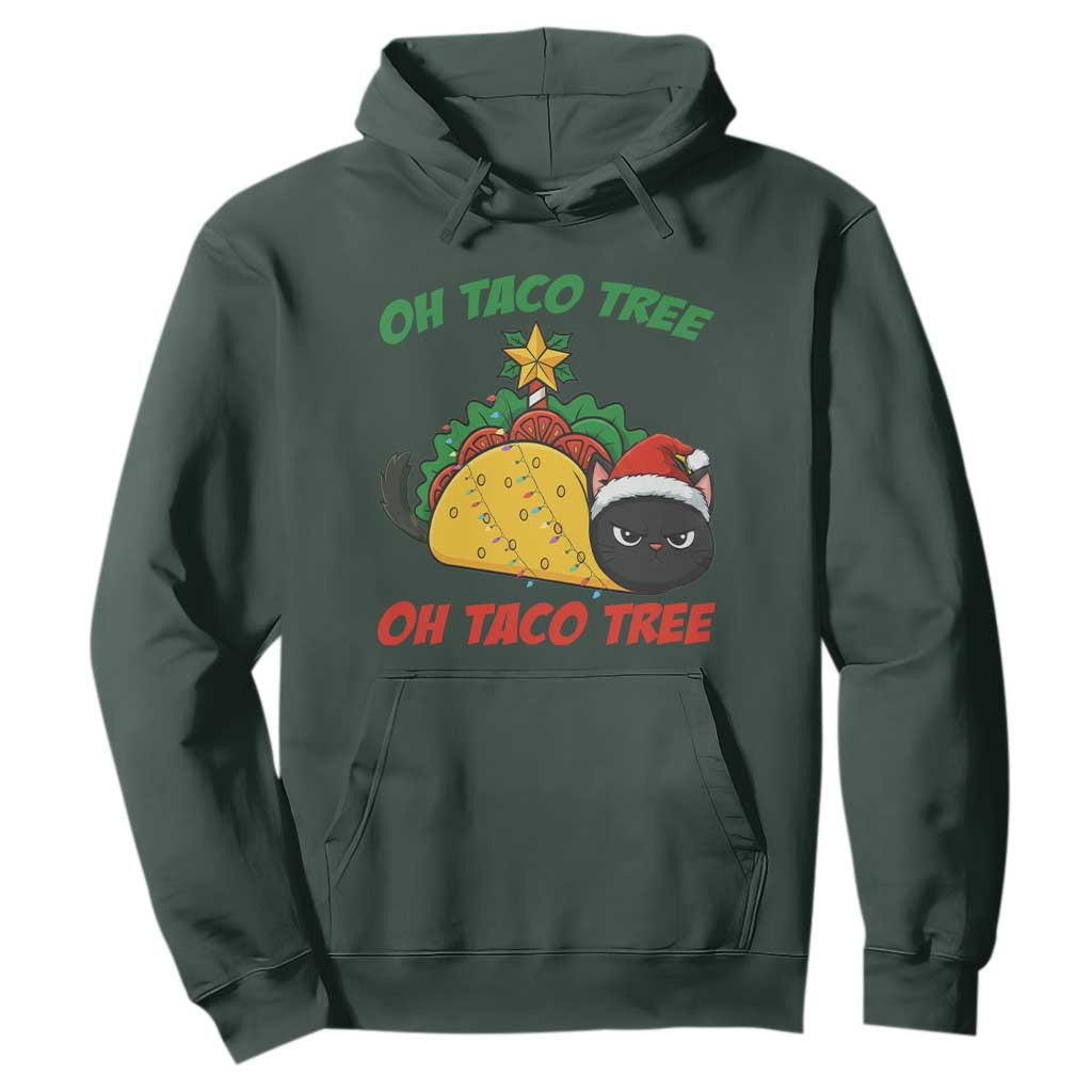 Funny Taco Cat Tree Christmas Hoodie TS14 Dark Forest Green Print Your Wear