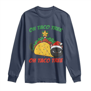 Funny Taco Cat Tree Christmas Long Sleeve Shirt TS14 Navy Print Your Wear