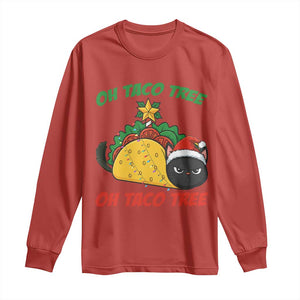 Funny Taco Cat Tree Christmas Long Sleeve Shirt TS14 Red Print Your Wear