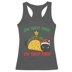 Funny Taco Cat Tree Christmas Racerback Tank Top TS14 Dark Heather Print Your Wear