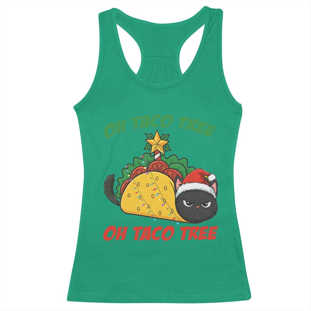 Funny Taco Cat Tree Christmas Racerback Tank Top TS14 Irish Green Print Your Wear