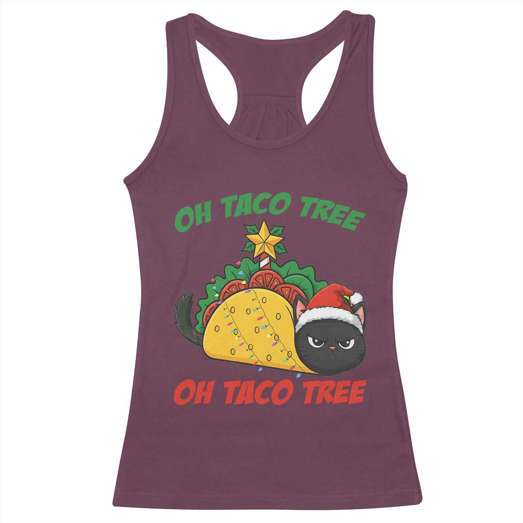 Funny Taco Cat Tree Christmas Racerback Tank Top TS14 Maroon Print Your Wear