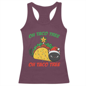 Funny Taco Cat Tree Christmas Racerback Tank Top TS14 Maroon Print Your Wear