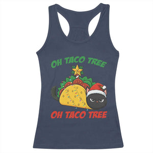 Funny Taco Cat Tree Christmas Racerback Tank Top TS14 Navy Print Your Wear