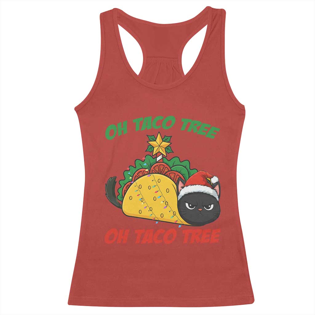 Funny Taco Cat Tree Christmas Racerback Tank Top TS14 Red Print Your Wear