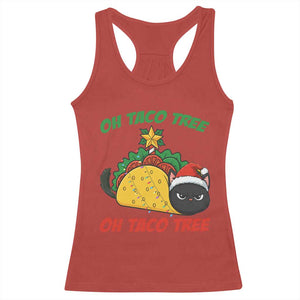 Funny Taco Cat Tree Christmas Racerback Tank Top TS14 Red Print Your Wear