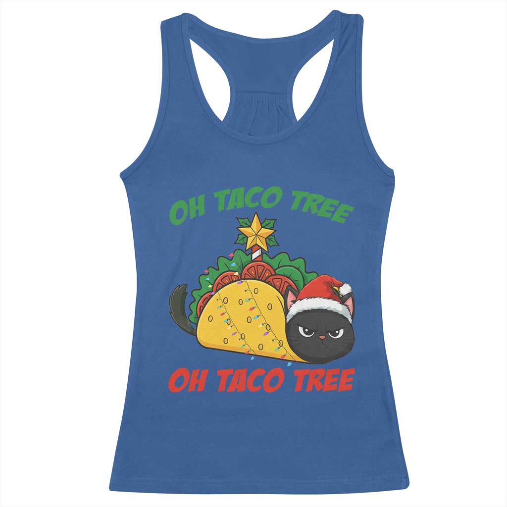 Funny Taco Cat Tree Christmas Racerback Tank Top TS14 Royal Blue Print Your Wear