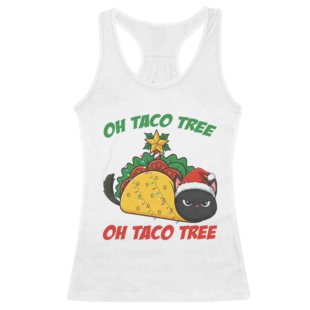 Funny Taco Cat Tree Christmas Racerback Tank Top TS14 White Print Your Wear