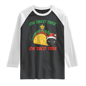 Funny Taco Cat Tree Christmas Raglan Shirt TS14 Black White Print Your Wear