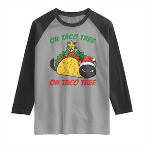 Funny Taco Cat Tree Christmas Raglan Shirt TS14 Sport Gray Black Print Your Wear