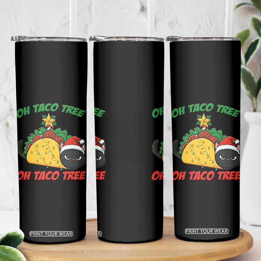 Funny Taco Cat Tree Christmas Skinny Tumbler TS14 Print Your Wear