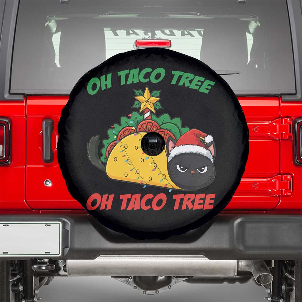 Funny Taco Cat Tree Christmas Spare Tire Cover TS14 Black Print Your Wear