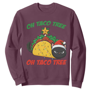 Funny Taco Cat Tree Christmas Sweatshirt TS14 Maroon Print Your Wear