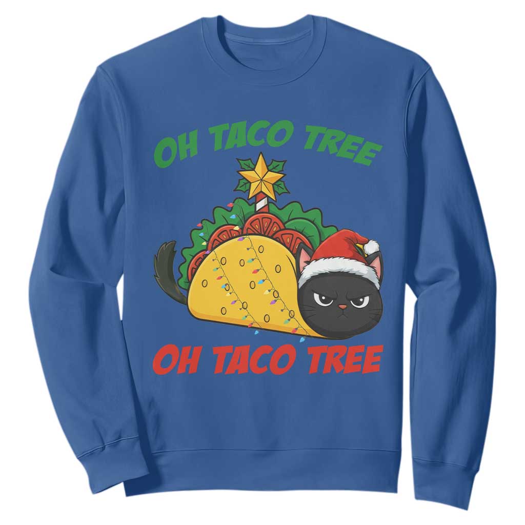 Funny Taco Cat Tree Christmas Sweatshirt TS14 Royal Blue Print Your Wear