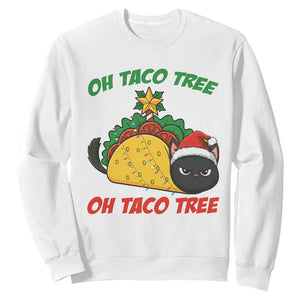 Funny Taco Cat Tree Christmas Sweatshirt TS14 White Print Your Wear