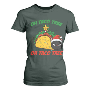 Funny Taco Cat Tree Christmas T Shirt For Women TS14 Dark Forest Green Print Your Wear