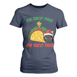 Funny Taco Cat Tree Christmas T Shirt For Women TS14 Navy Print Your Wear