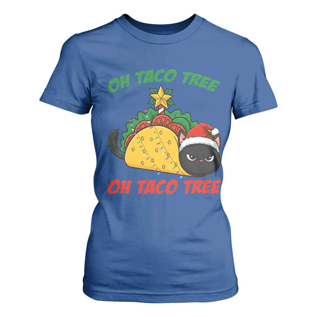 Funny Taco Cat Tree Christmas T Shirt For Women TS14 Royal Blue Print Your Wear