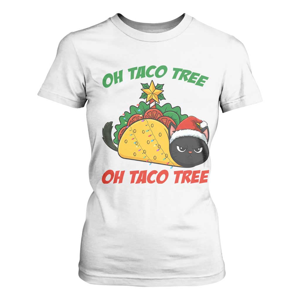 Funny Taco Cat Tree Christmas T Shirt For Women TS14 White Print Your Wear