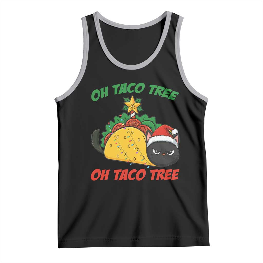 Funny Taco Cat Tree Christmas Tank Top TS14 Black Athletic Heather Print Your Wear