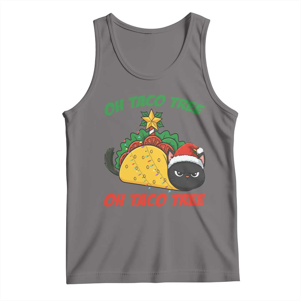 Funny Taco Cat Tree Christmas Tank Top TS14 Deep Heather Print Your Wear