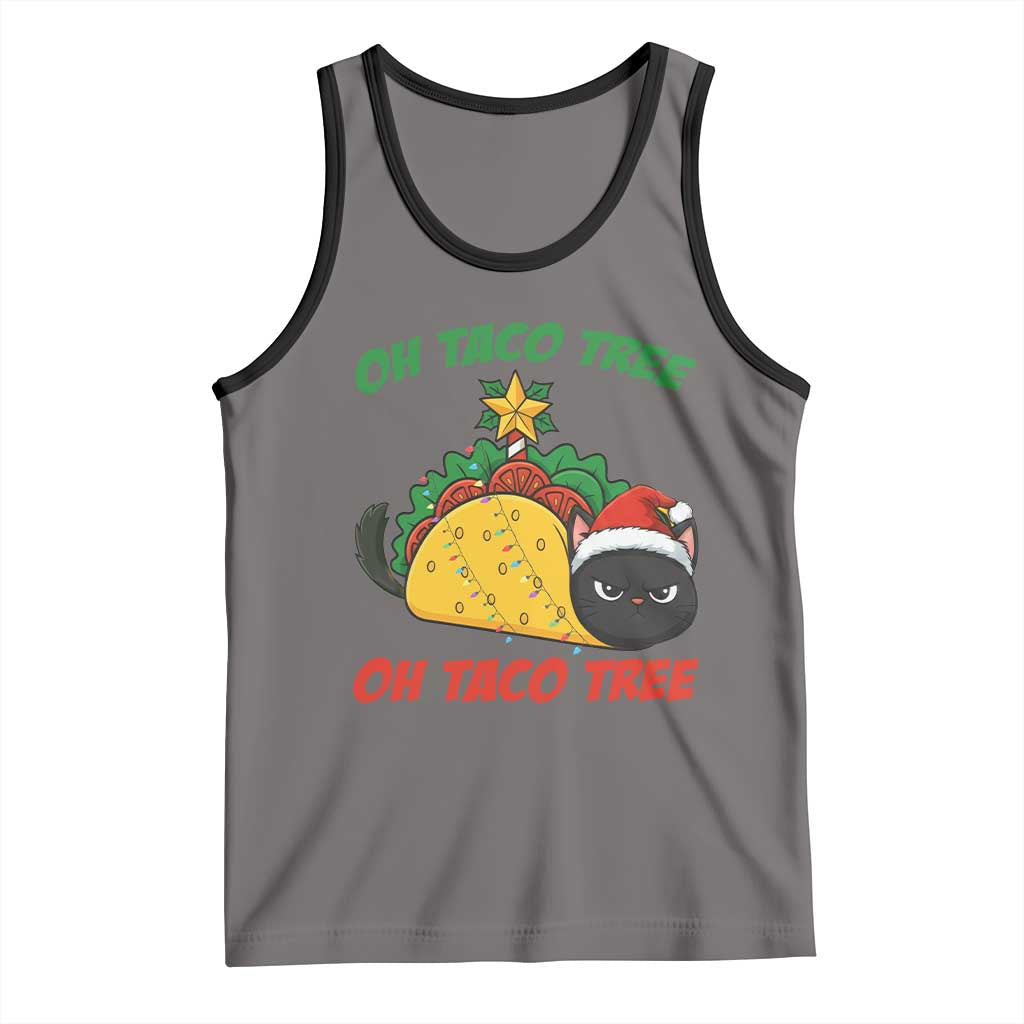 Funny Taco Cat Tree Christmas Tank Top TS14 Deep Heather Black Print Your Wear