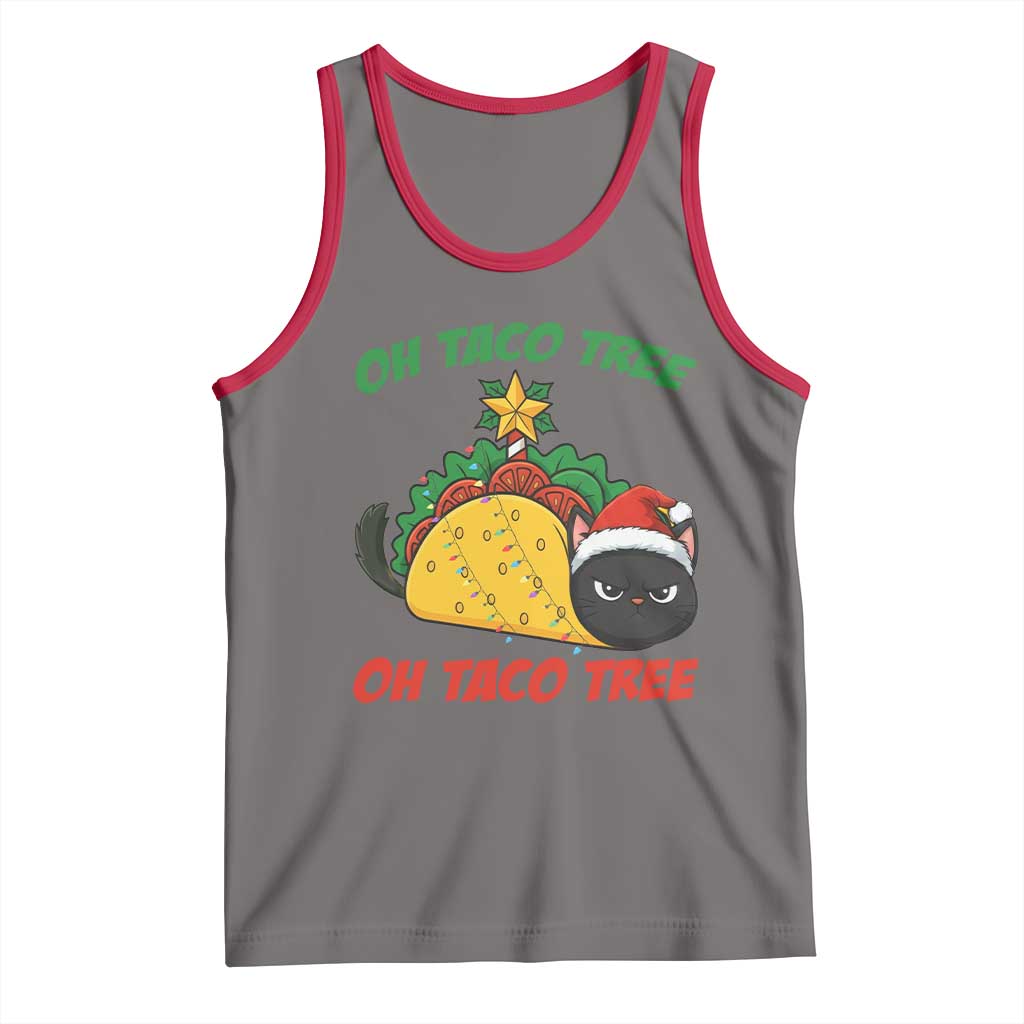 Funny Taco Cat Tree Christmas Tank Top TS14 Deep Heather Red Print Your Wear