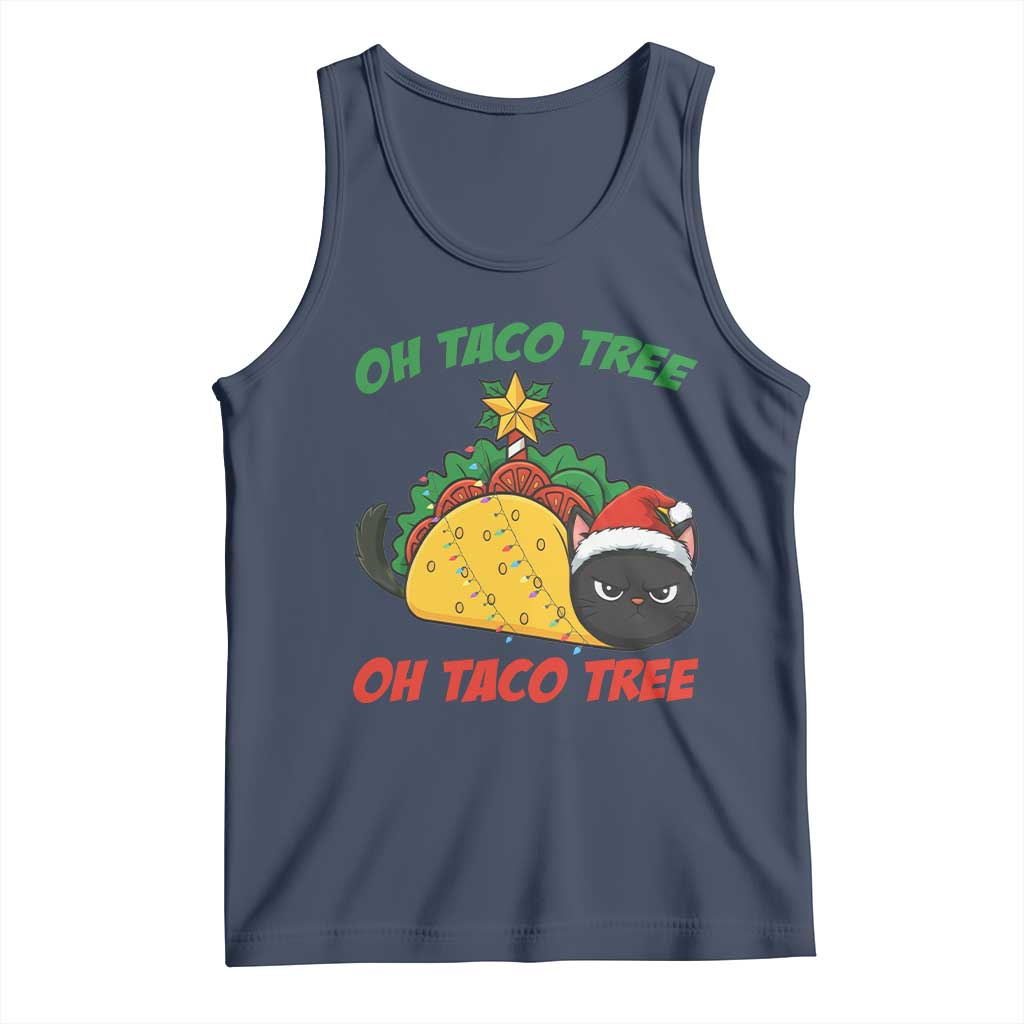 Funny Taco Cat Tree Christmas Tank Top TS14 Navy Print Your Wear